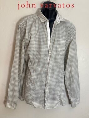 John Varvatos Plaid Contrast Long Sleeve Shirt XL Gently worn Cotton blend